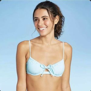 Juniors' Shirred Underwire Bikini Top - Xhilaration Light Blue Size Small 0-2